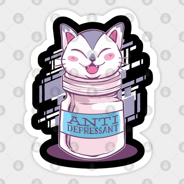 Antidepressant cat Sticker by Dots & Patterns